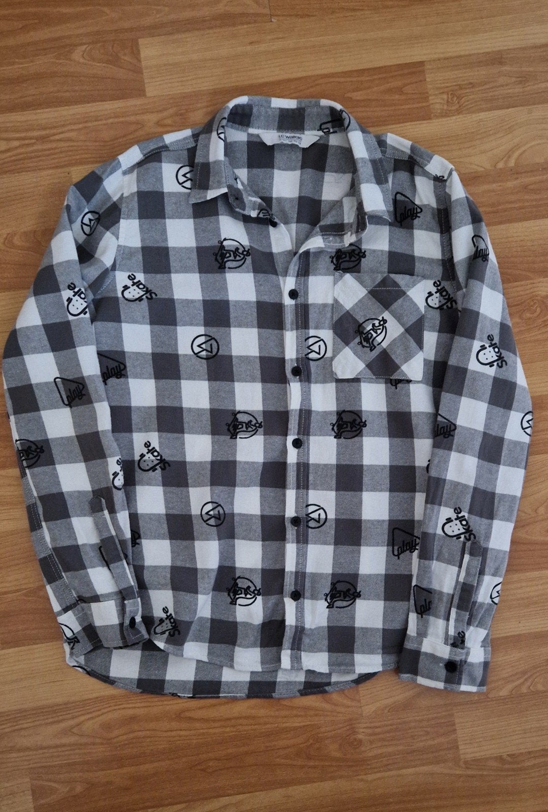 Mooie grijs witte geblokte flanellen blouse, Kinderen en Baby's, Ophalen of Verzenden, Gebruikt, Jongen, Overhemd of Blouse