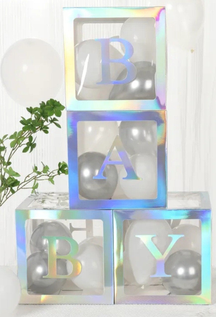 Baby Shower Decoratie Boxen - 'BABY' Letters met Ballonnen, Ophalen of Verzenden, Nieuw, Versiering, Geboorte of Huwelijk