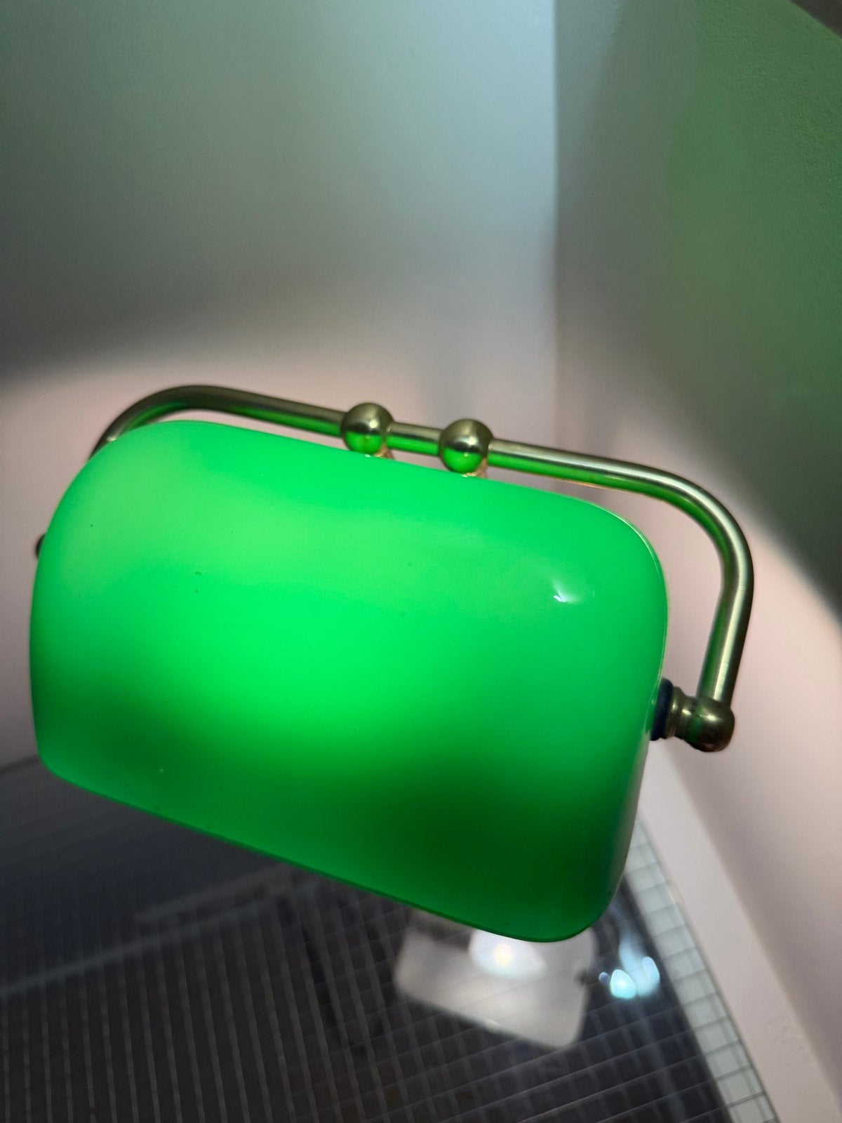 Klassieke Bankierslamp met Groene Kap, Ophalen, Met schakelaar, Groen, E27 (groot)
