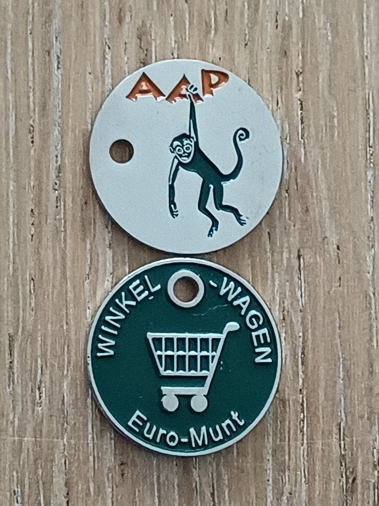 winkelwagenmuntje aap winkelwagenmunt aapje, Verzamelen, Ophalen of Verzenden