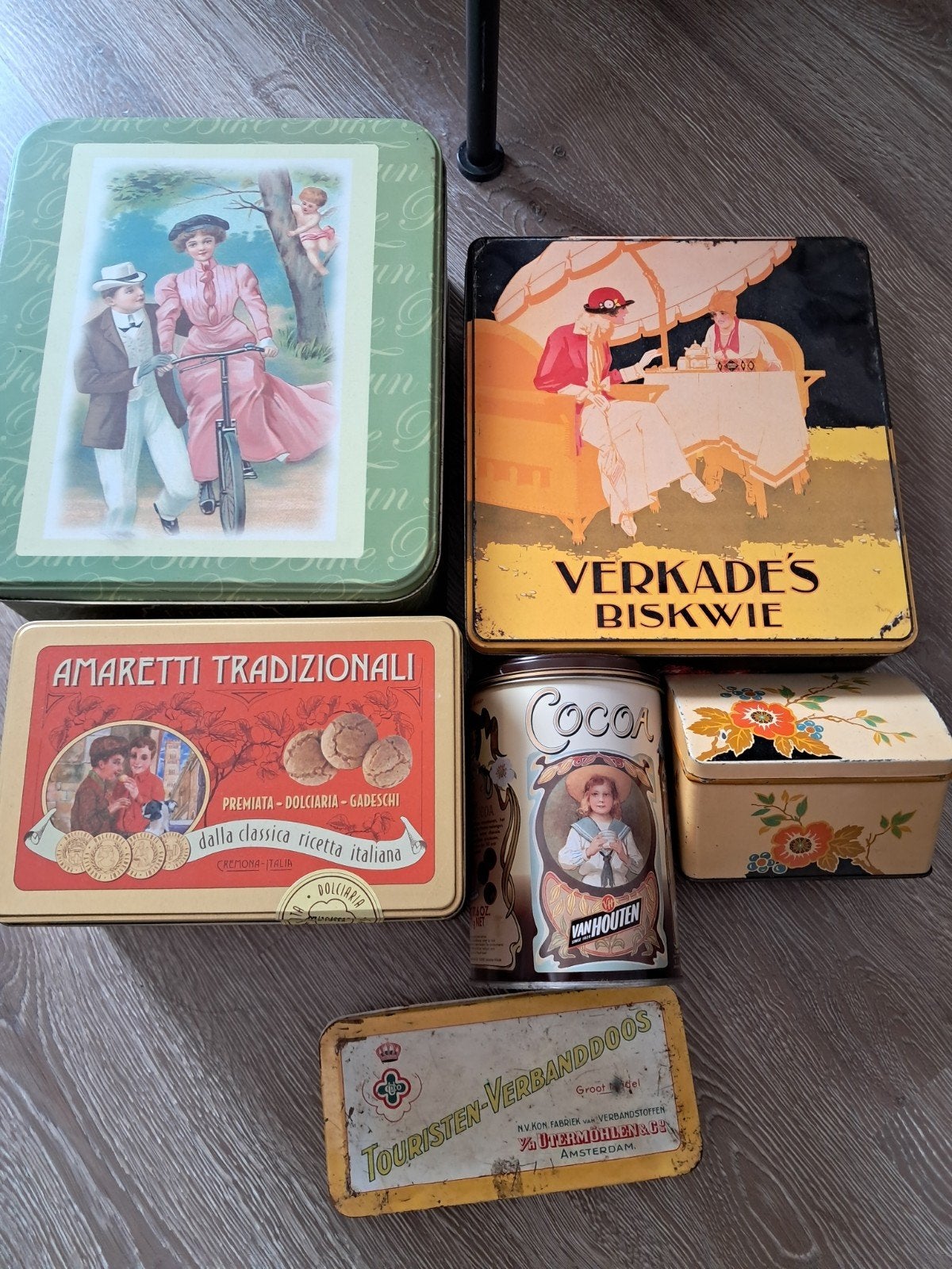 Verzameling Vintage Blikken - Verkade, Van Houten, Amaretti, Ophalen, Gebruikt, Koek(jes), Verkade