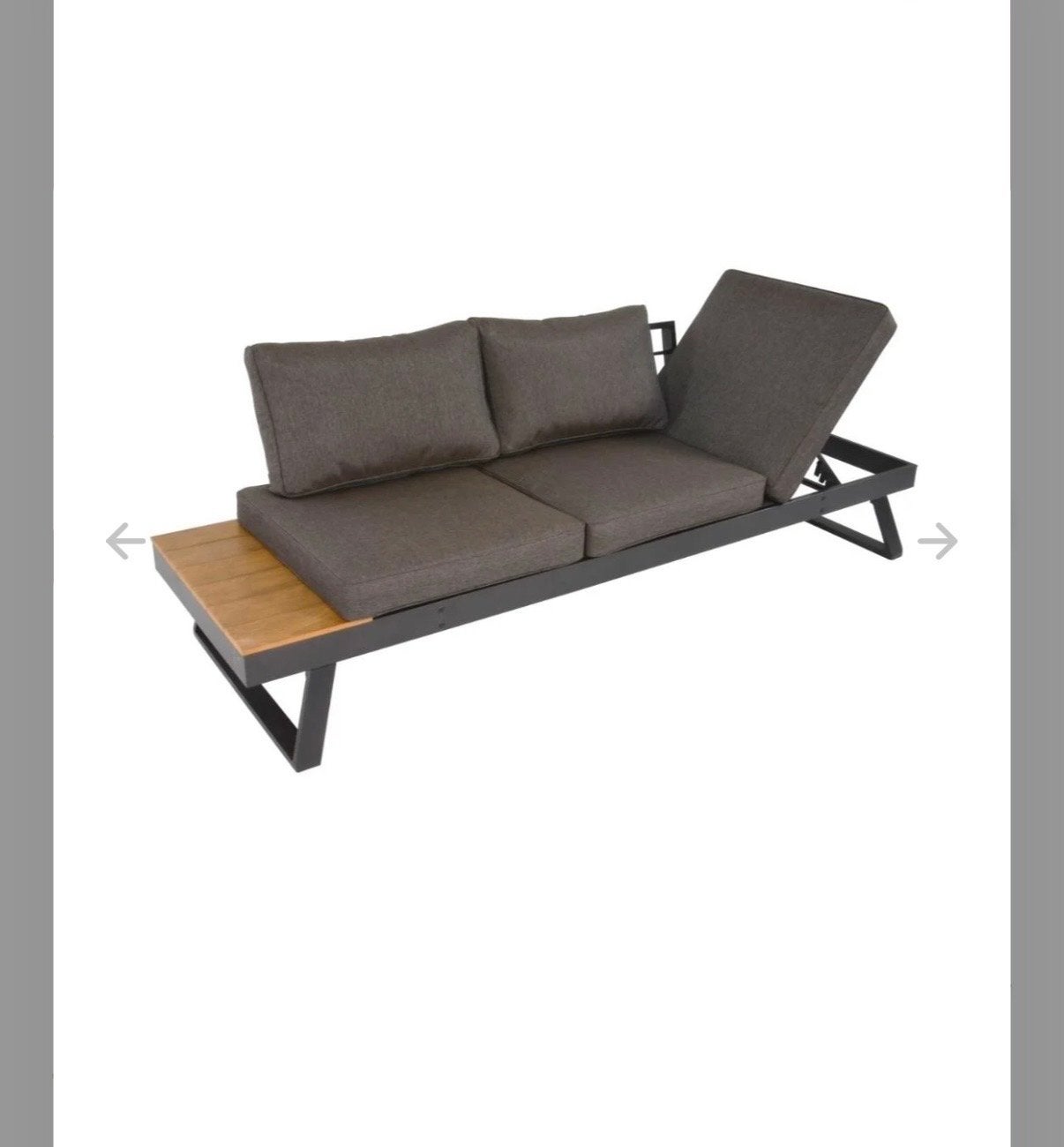 Luxe verstelbare ligbed loungebank met houten zijtafel, Tuin en Terras, Tuinbanken, Ophalen, Zo goed als nieuw, Kunststof