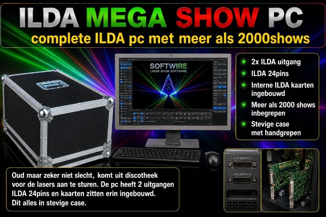 ILDA Laser Licht Sturing incl. PC en 2000+ shows, Ophalen of Verzenden, Gebruikt, Laser