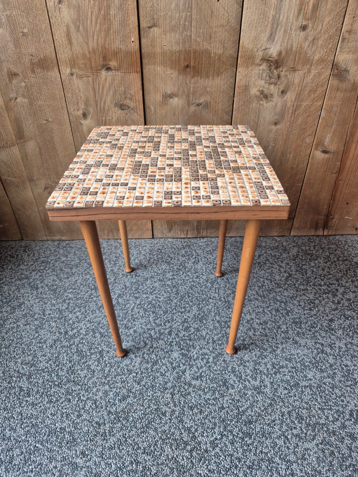 Vintage Bijzettafel met Tegelblad - Jaren '50/'60 Stijl, Ophalen of Verzenden