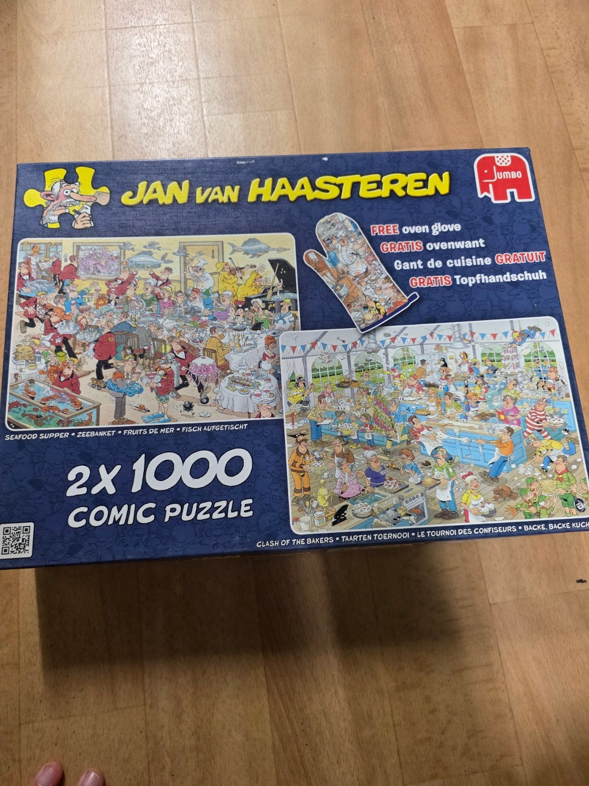 Jan van Haasteren 2x1000 stukjes.Taarten toernooi/ zeebanket, Ophalen of Verzenden, 500 t/m 1500 stukjes, Gebruikt