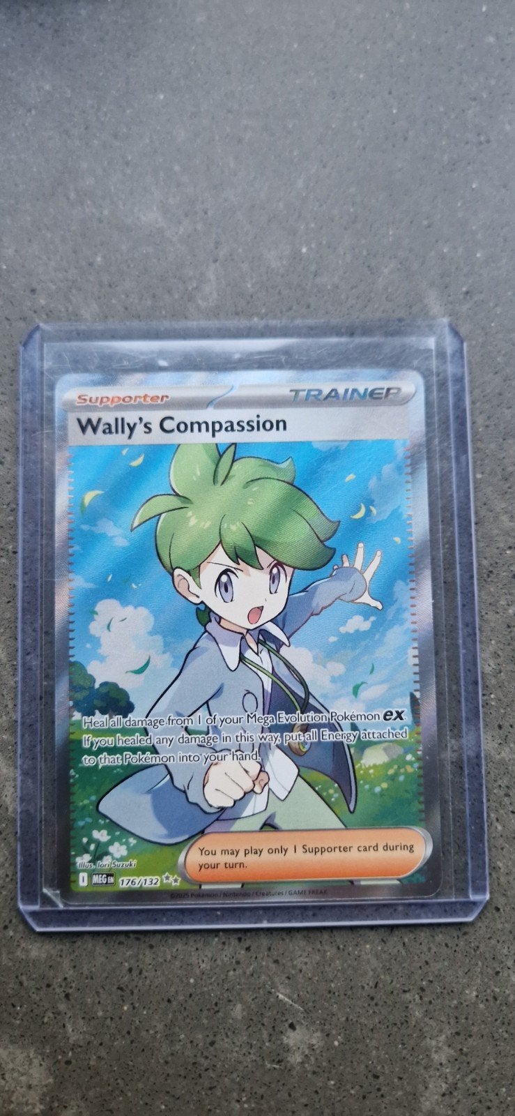 Pokémon TCG: Wally's Compassion Supporter 176/132, Ophalen of Verzenden, Zo goed als nieuw, Losse kaart, Foil