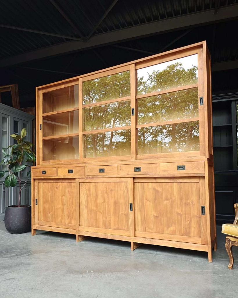 Grote teakhouten schoolkast | Buffetkast, Voorraadkast #7482