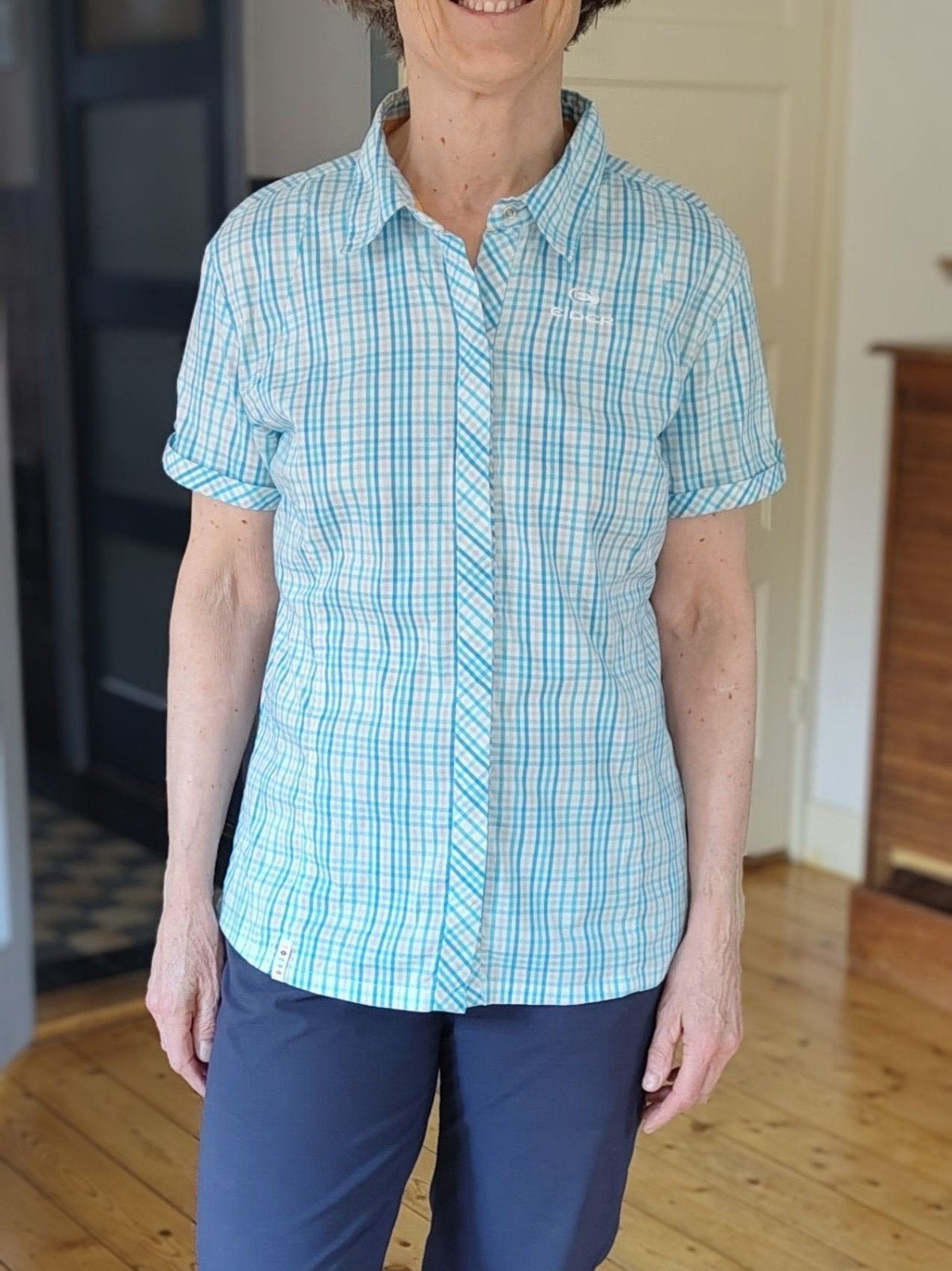 Eider blouse/shirt outdoor blauw geruit maat 38/40, Ophalen of Verzenden, Zo goed als nieuw, Kleding
