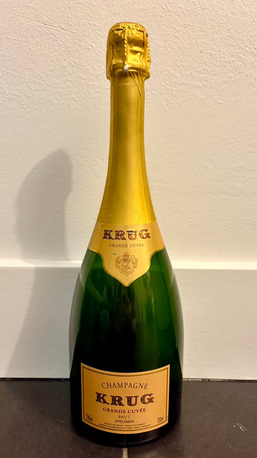 Officiële Champagne Krug Grande Cuvée Display Fles Leeg ZGAN, Ophalen of Verzenden, Zo goed als nieuw, Frankrijk, Champagne