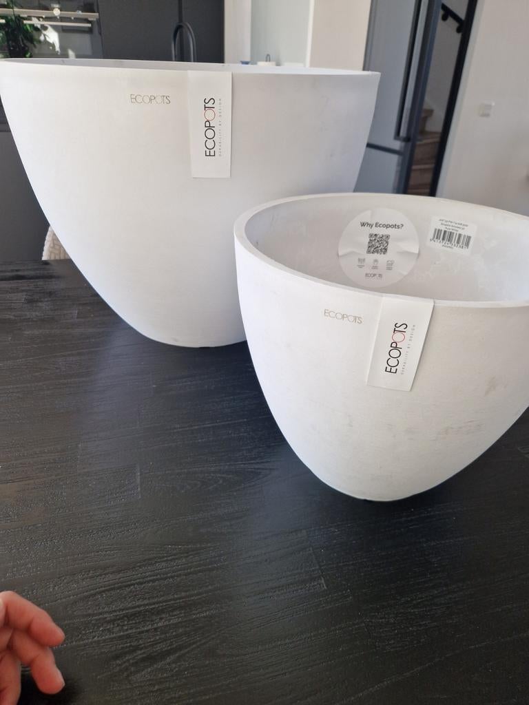 Nieuwe Ecopots bloempotten wit - 50cm en 30cm, Ophalen, Overige materialen, 40 cm of meer, Rond