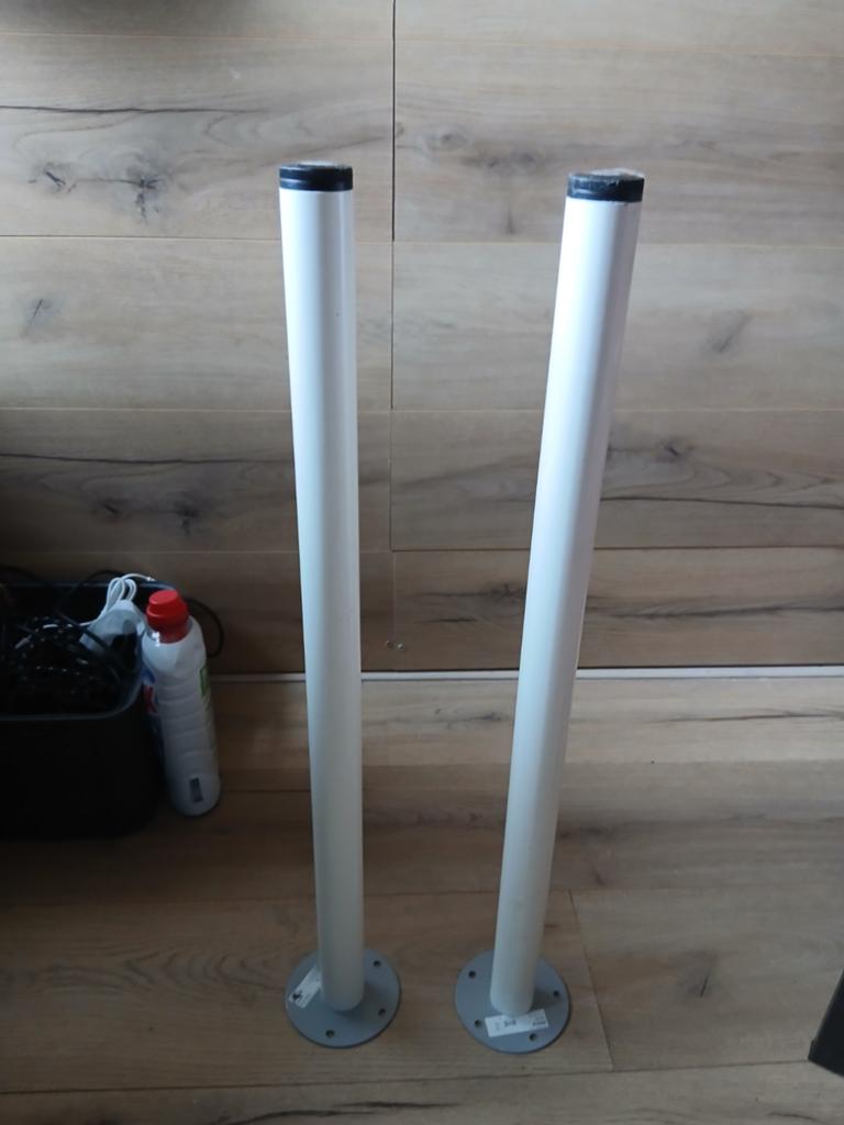 2 witte tafelpoten, metaal, gebruikt, Huis en Inrichting, Tafelonderdelen, Ophalen, Gebruikt, Metaal, Tafelpoot