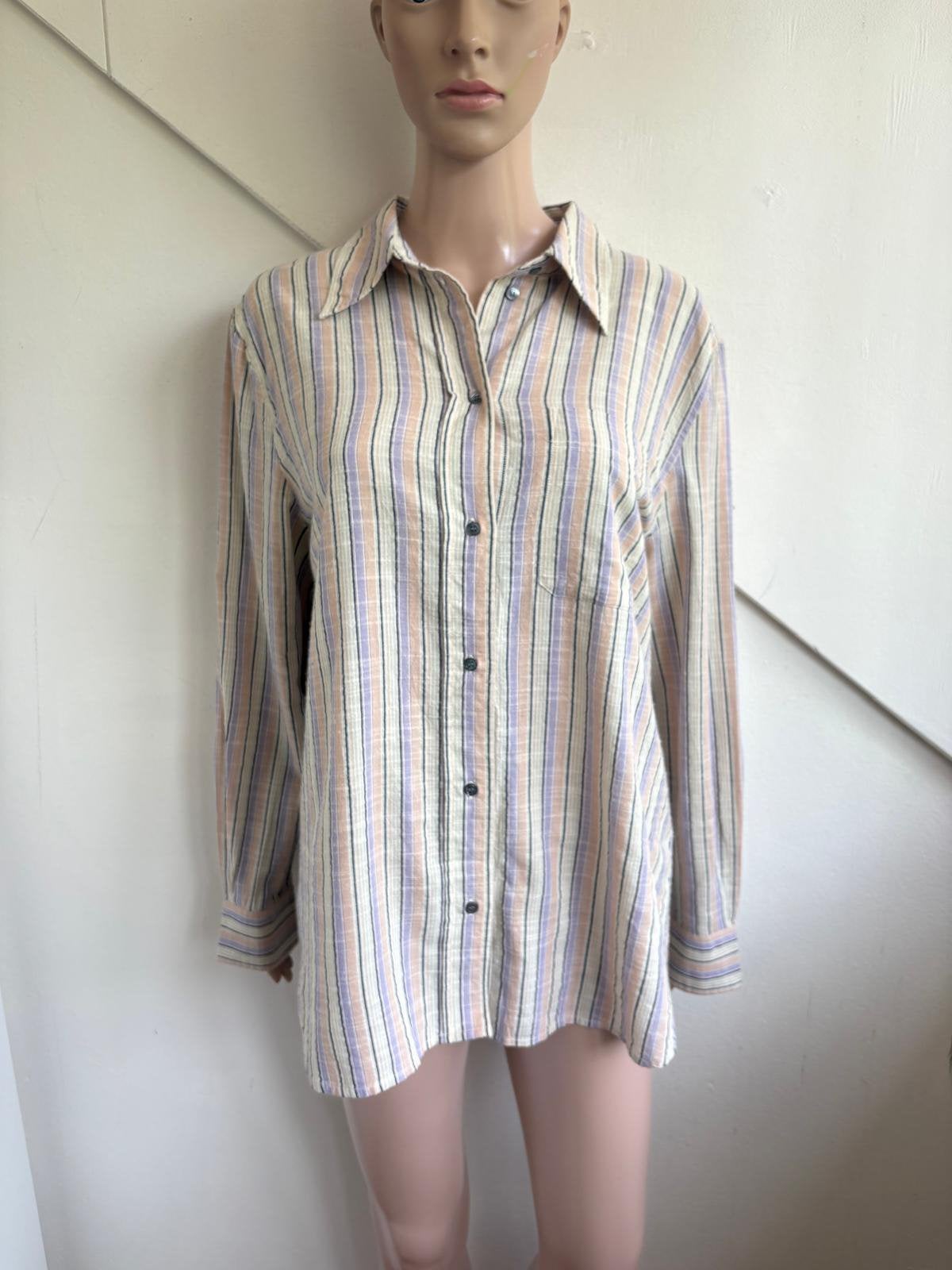 Soeur blouse maat L 42 gestreept beige lila geel, Kleding | Dames, Ophalen of Verzenden, Zo goed als nieuw, Maat 42/44 (L), Overige kleuren