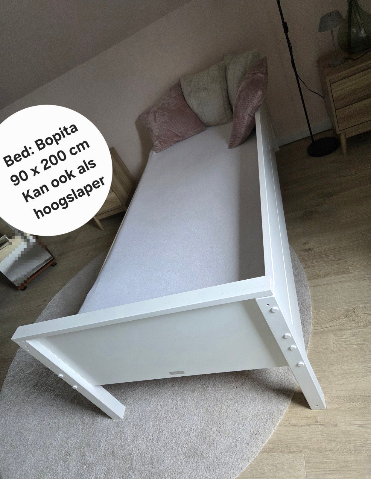 Bed, t.e.a.b !, Ophalen, 90 cm, Eenpersoons, Wit