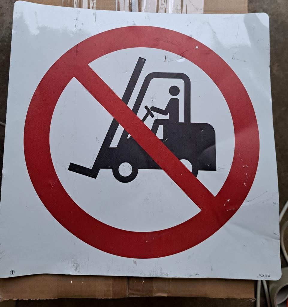 Ouder magazijn bord Verboden voor heftrucks van metaal met l, Ophalen of Verzenden, Gebruikt