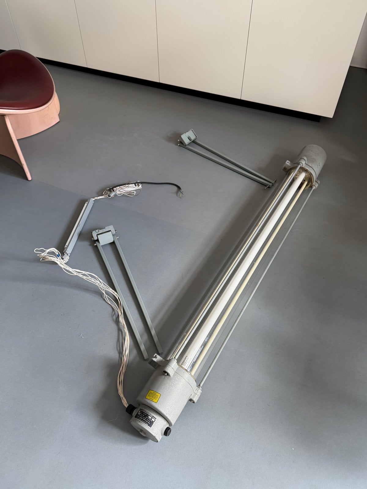 Industriële dimbare TL-lamp met trafo, 160cm, Ophalen, Gebruikt, Metaal, G13 (TL)