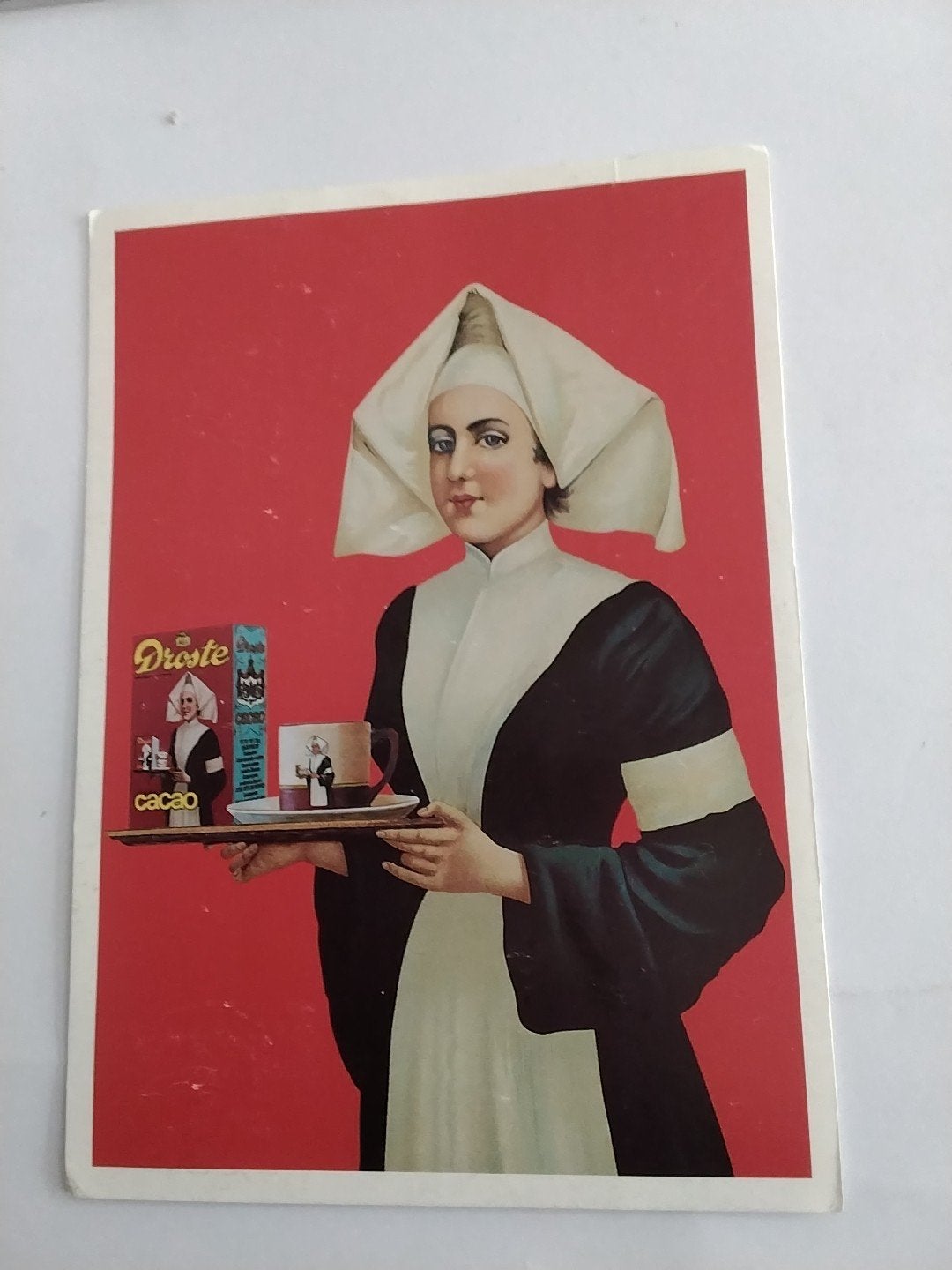 Vintage Droste Cacao Ansichtkaart - Zuster met dienblad, Verzamelen, Ophalen of Verzenden, Voor 1920, Gelopen