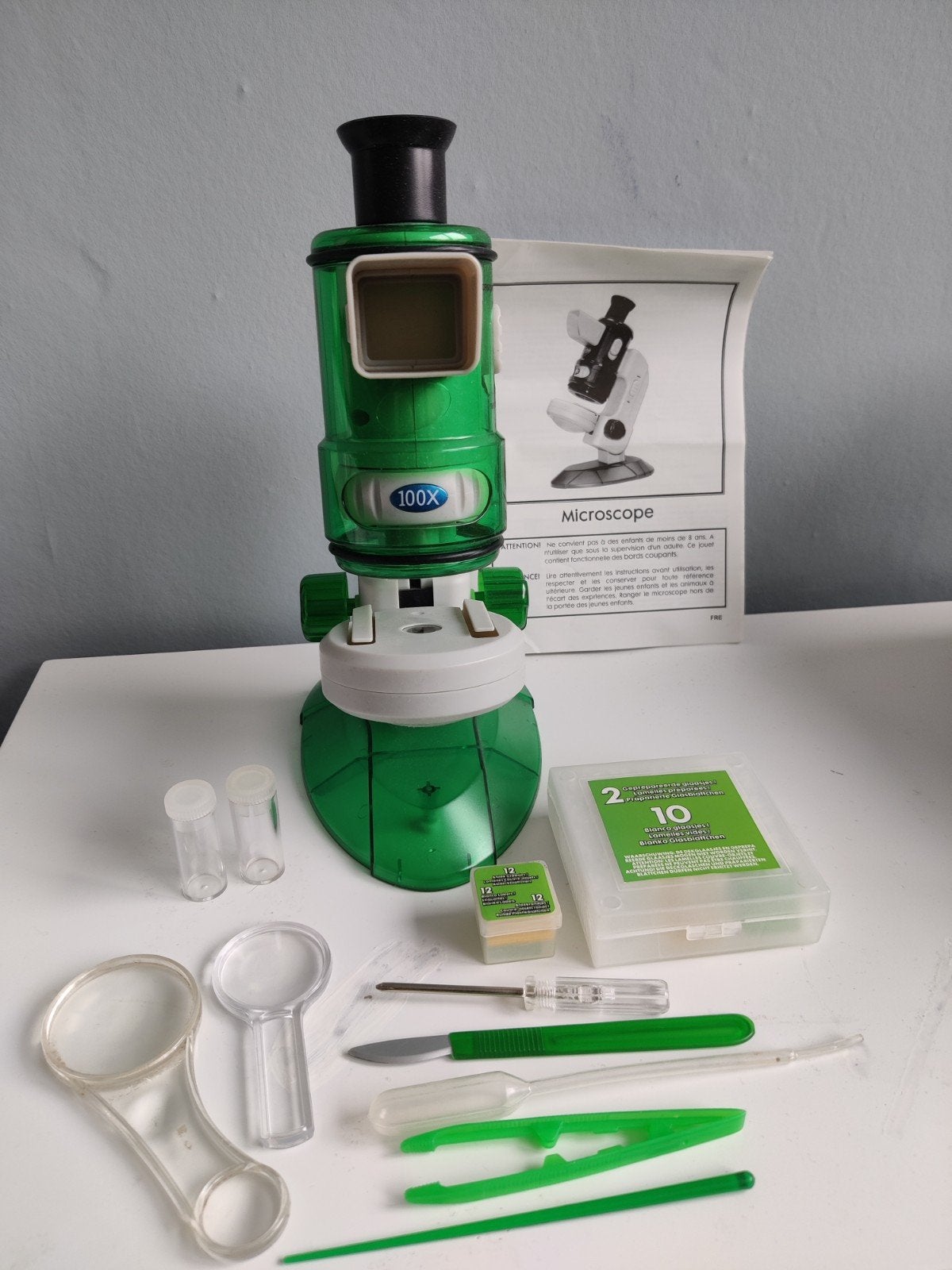 Microscoop voor kinderen met accessoires - 300x vergroting, Ophalen, Gebruikt