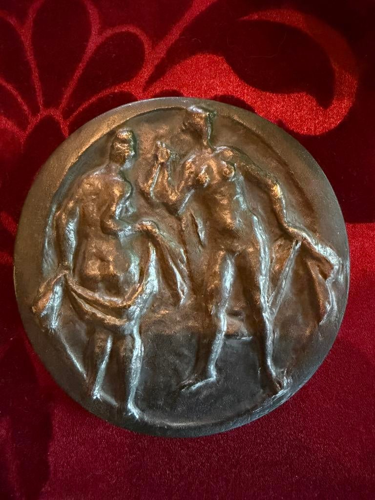 Ed van Teeseling Bronzen penning, Antiek en Kunst, Verzenden, Brons