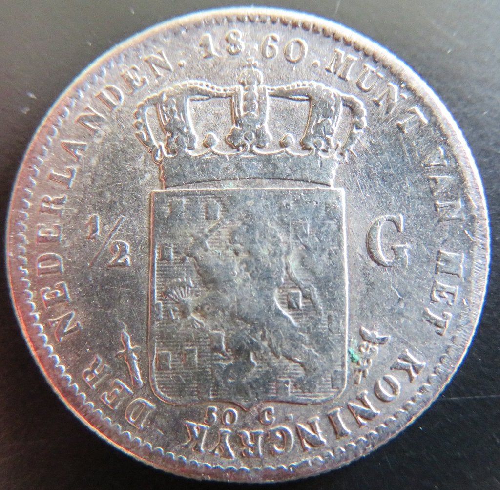 Halve Gulden 1860, ½ gulden, Koning Willem III, Verzenden, Zilver