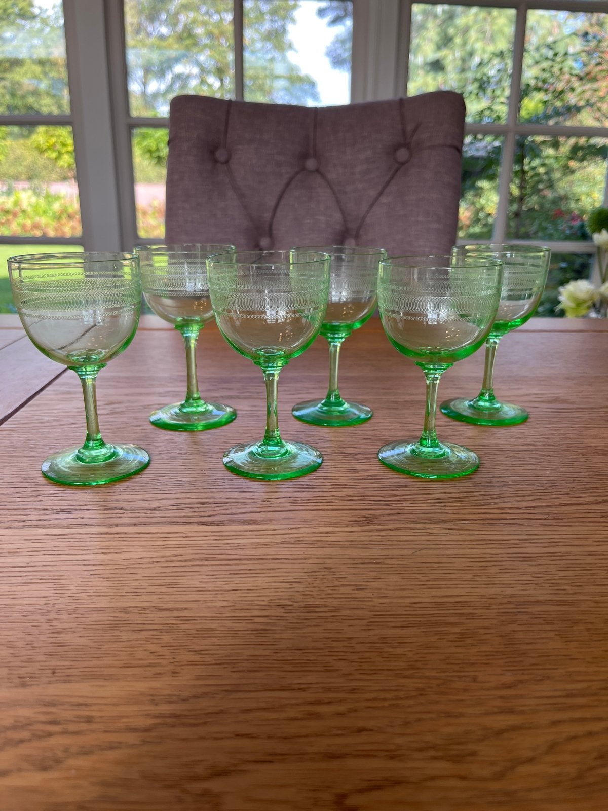 Set van 6 vintage anna groene glaasjes, Ophalen