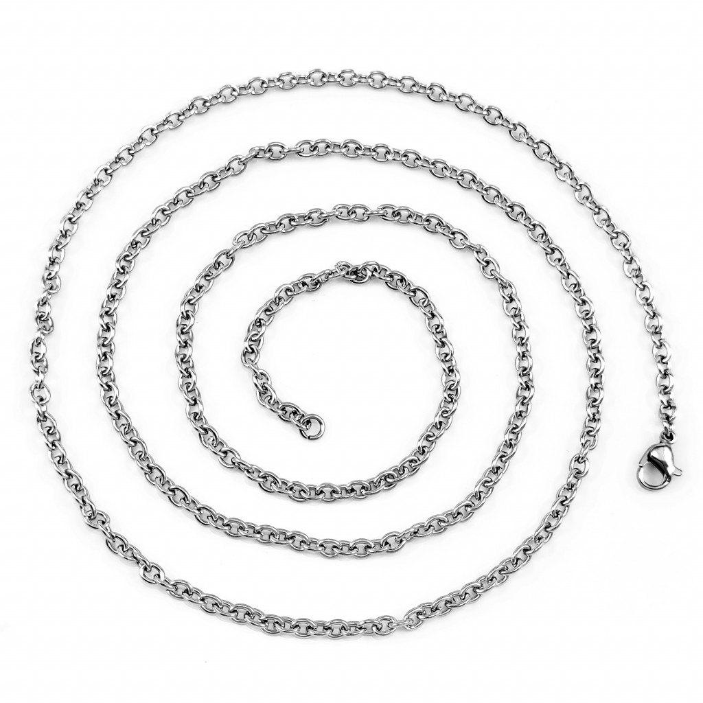 75cm x 3mm Ketting Dames en Heren RVS Zilverkleur Geforceerd, Overige materialen, Birgitta-Gracht 33, 6465 EL Kerkrade, Nederland
