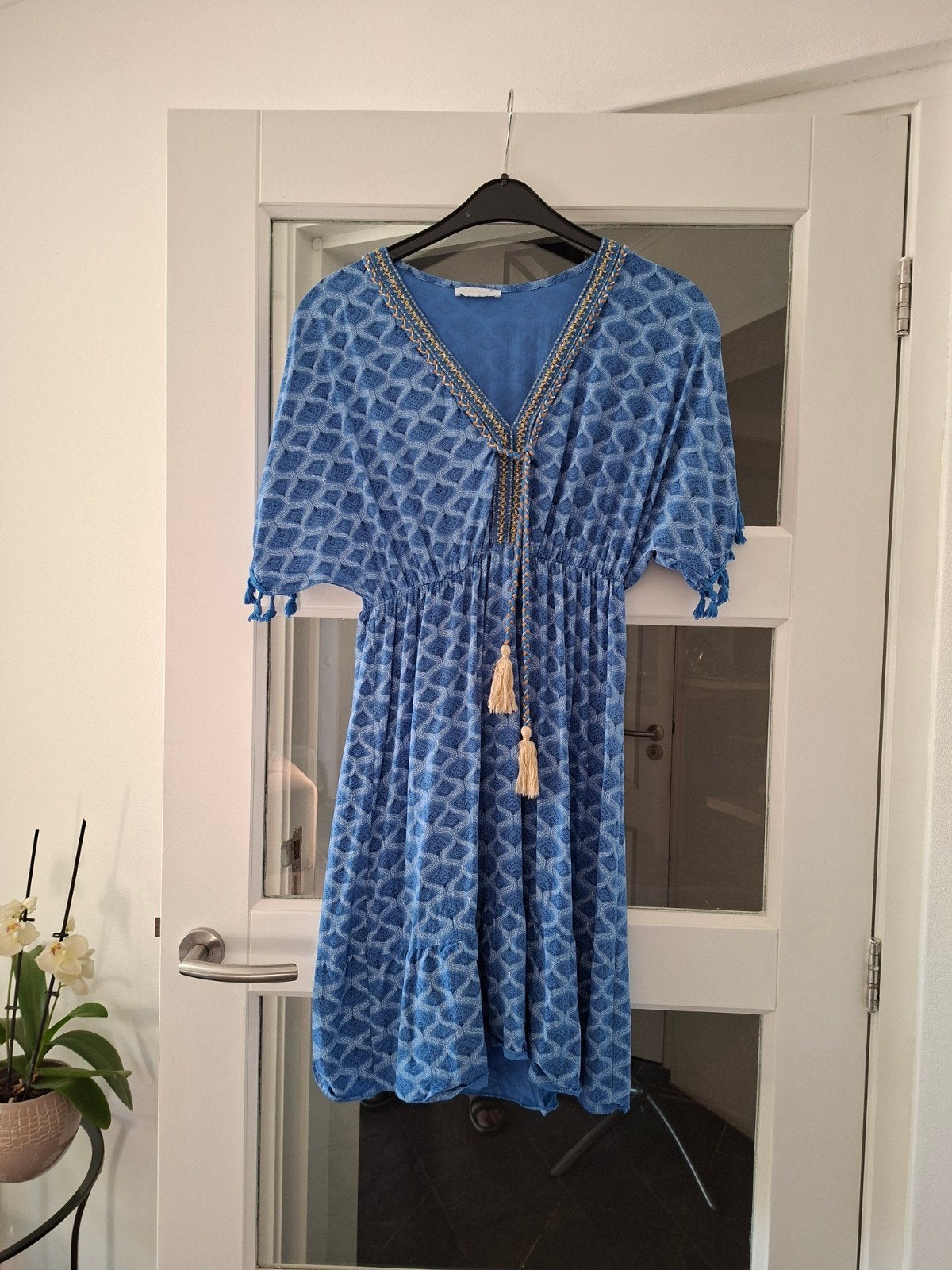 Ibiza Boho Jurk Gouden Detail – Kobaltblauw – Als Nieuw!, Maat 38/40 (M), Blauw, Ophalen of Verzenden, Zo goed als nieuw