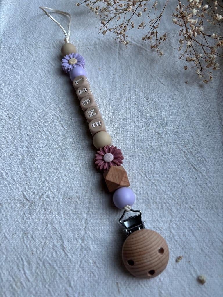 Gepersonaliseerde speenkoord baby met bloemen vanaf €14,95, Ophalen of Verzenden, Nieuw