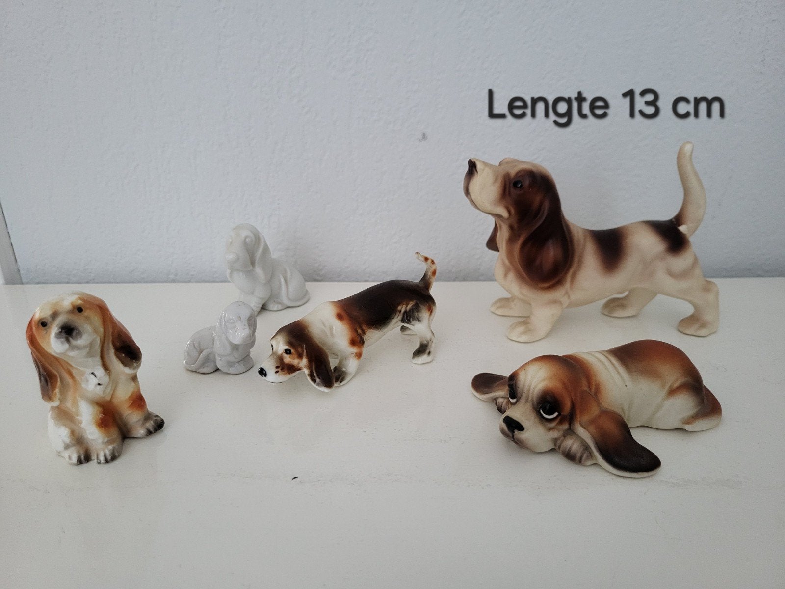 Hondenbeeldjes Basset Hound - Set van 6, Ophalen of Verzenden, Gebruikt, Dier