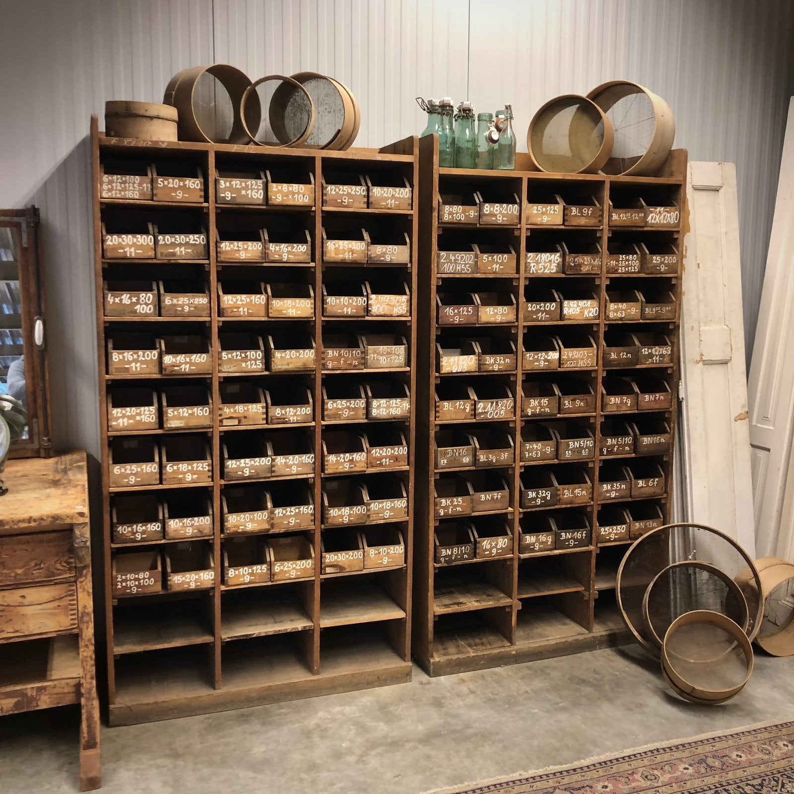 Oude ladekast, vakkenkast, vintage kast, industrieel, Ophalen