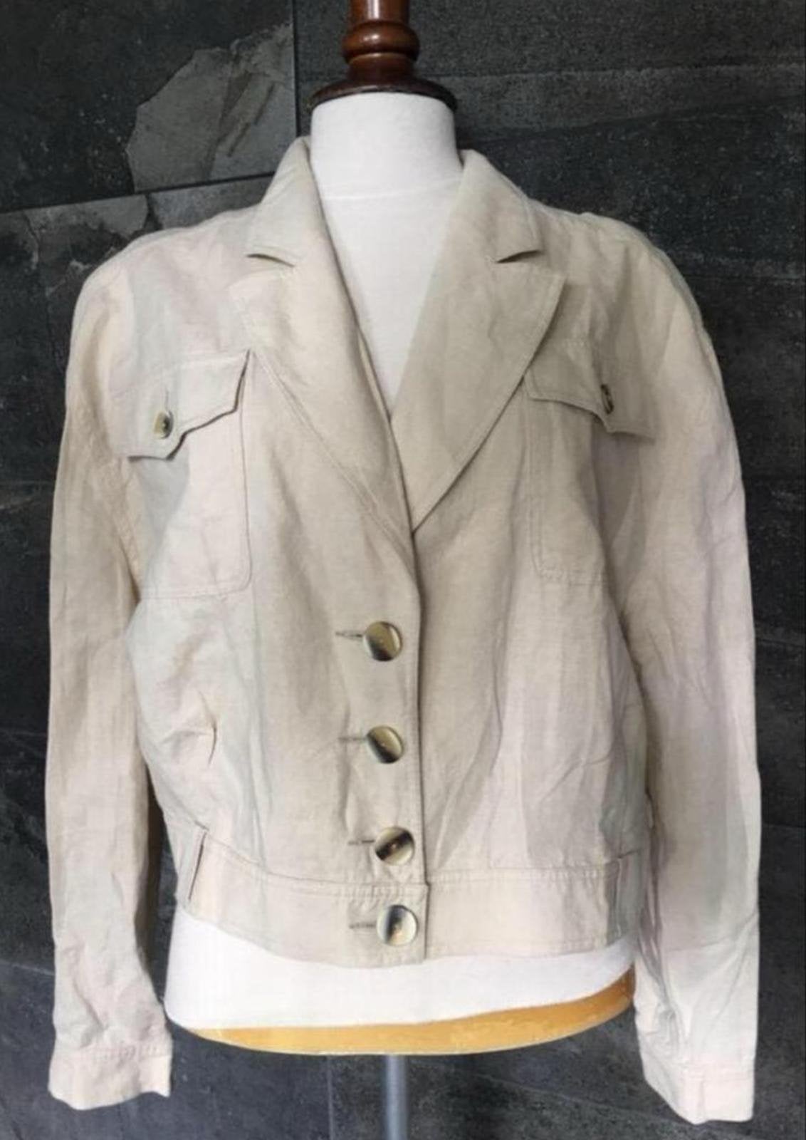 Nieuw HS Fashion Düsseldorf linnen/katoen Safari jasje beige, Maat 38/40 (M), Beige, Nieuw, Ophalen of Verzenden