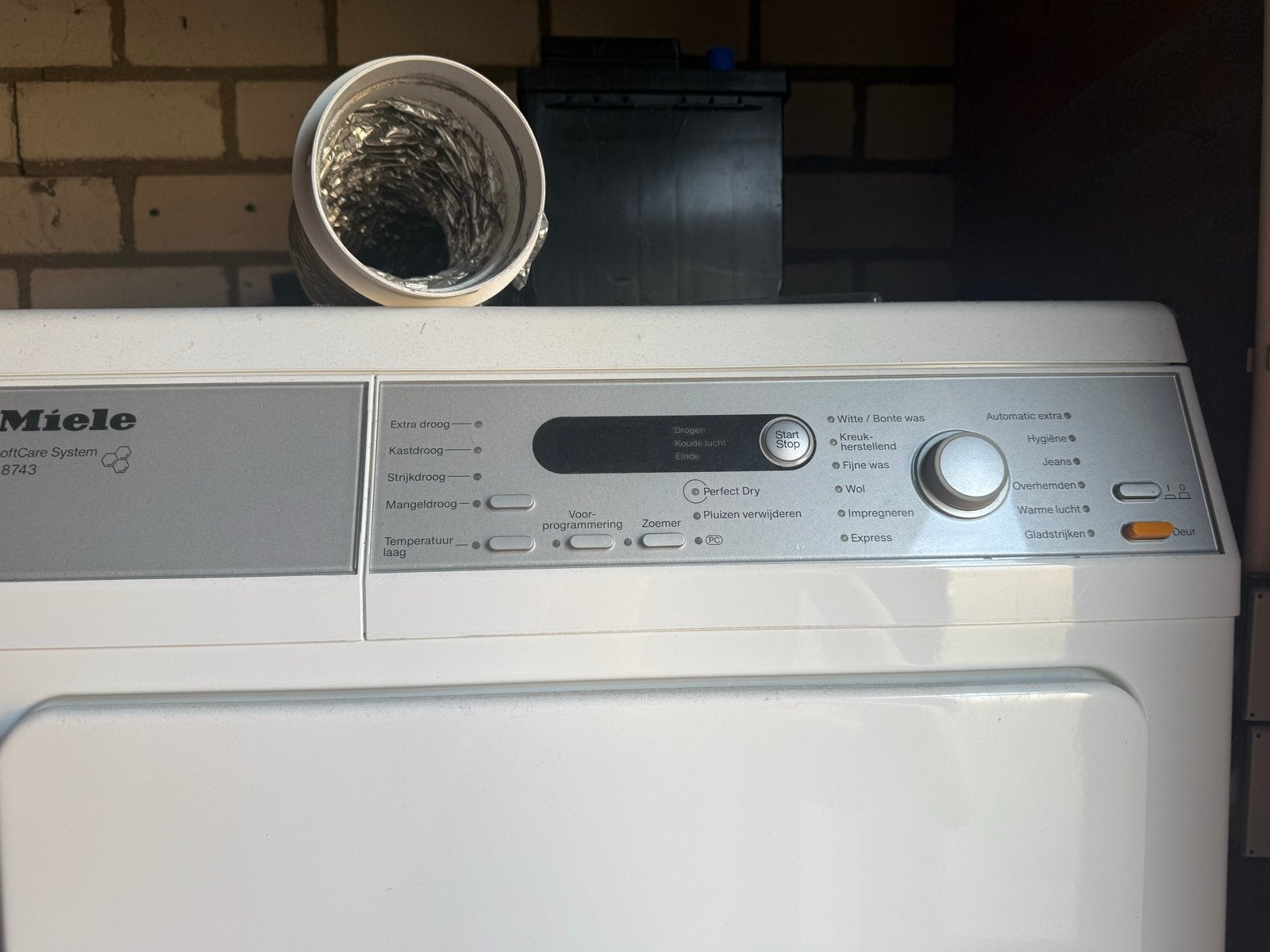 Miele afvoerdroger nette staat, Witgoed en Apparatuur, Wasdrogers, Gebruikt, Luchtafvoer, Voorlader, 6 tot 8 kg, 85 tot 90 cm