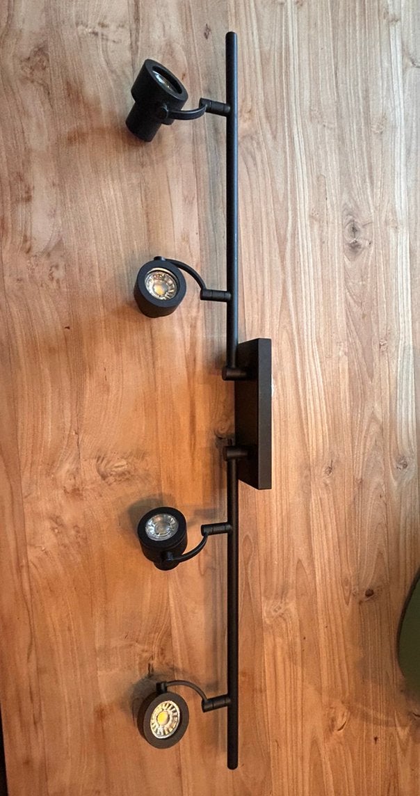 Matzwarte plafondlamp met 4 spots, Huis en Inrichting, Ophalen of Verzenden, Zo goed als nieuw