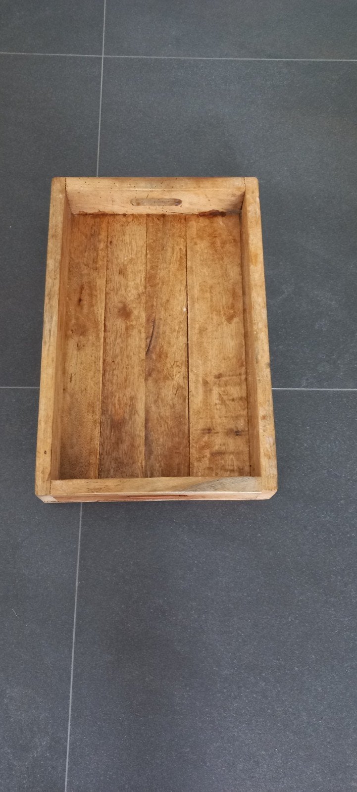 Houten dienblad / decoratiebak van fruitwood, 1885gr, Hout, Gebruikt, Ophalen of Verzenden, Landelijk
