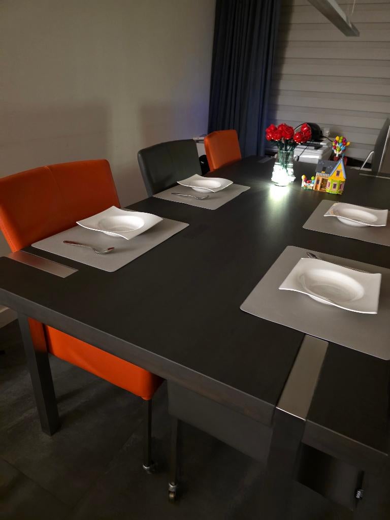 NP: €3600! Interstar Design Massief Eiken Eettafel L220 B100, Ophalen, Gebruikt, Eikenhout, 200 cm of meer