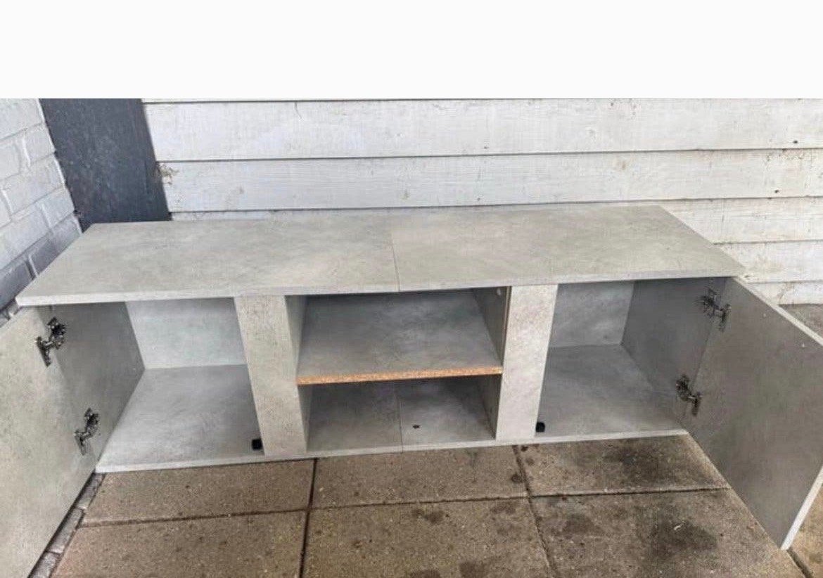 Modern TV-meubel/dressoir - Grijs betonlook, Ophalen, Gebruikt, 100 tot 150 cm, Minder dan 100 cm