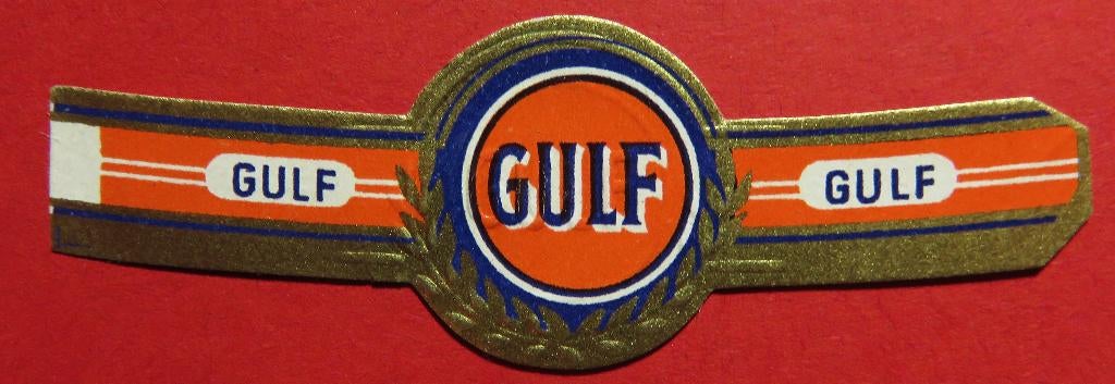 Sigarenbandje Reclamebandje GULF, Verzamelen, Verzenden, Zo goed als nieuw, Sigarenbandjes
