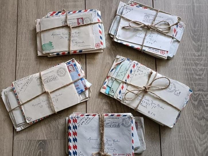 Vintage set van 5 bundels met handgeschreven Franse brieven, Ophalen of Verzenden