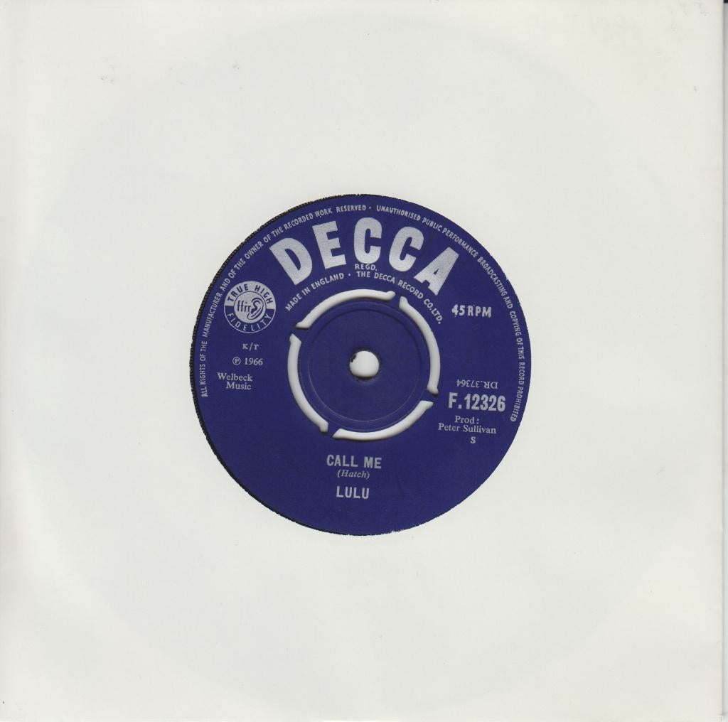 LULU - Call Me, Cd's en Dvd's, Gebruikt, Originele persing, 7 inch, Single