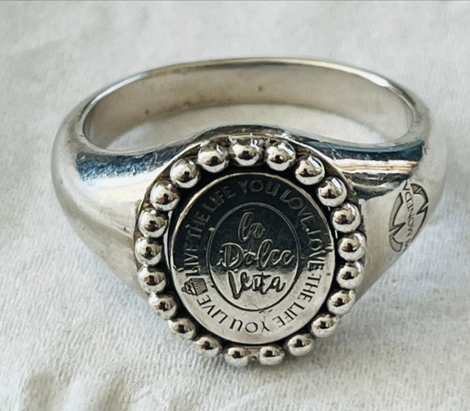 Mi Moneda zilveren 925  ring 'La Dolce Vita' ca20 mm, Gebruikt, Verzenden, 19 tot 20, Dame