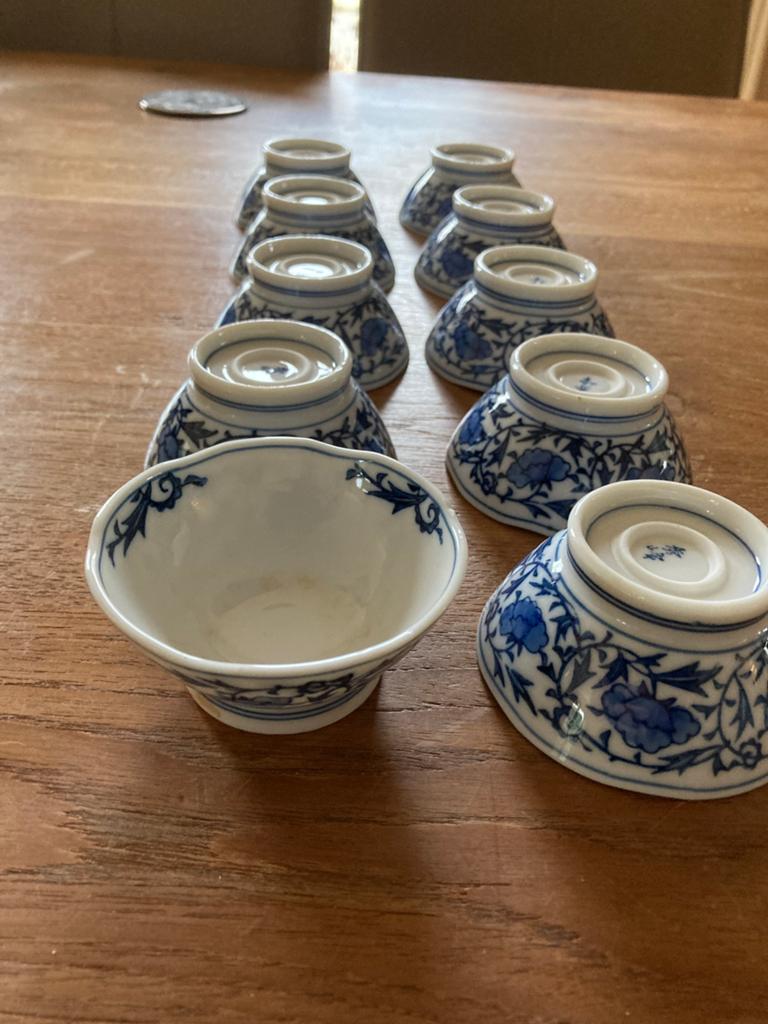 Set van 10 antieke Chinese/Japanse porseleinen kommetjes, Antiek en Kunst, Antiek | Porselein, Ophalen of Verzenden