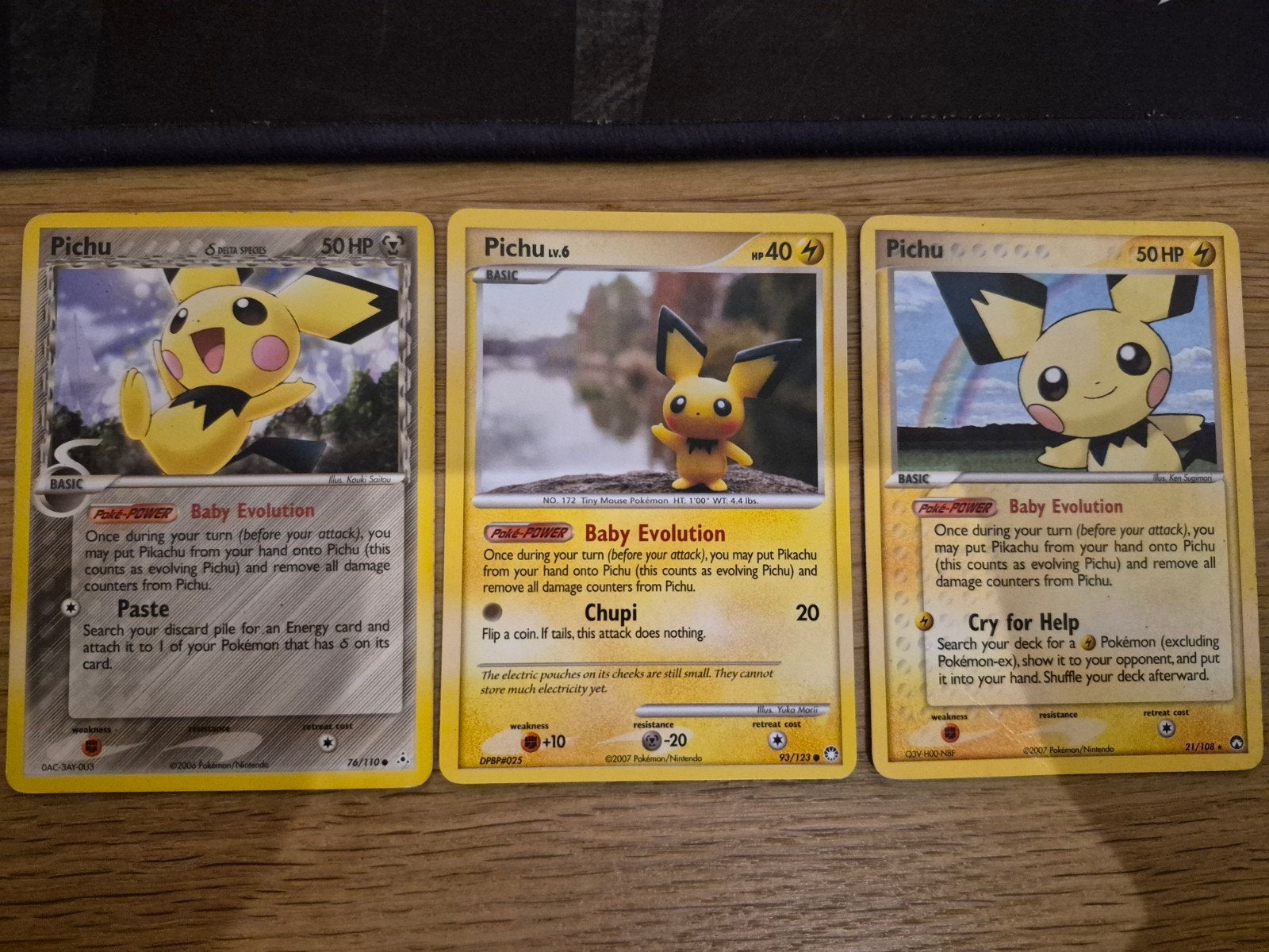 Pichu Pokémon kaarten - 3 stuks, Ophalen, Gebruikt, Meerdere kaarten