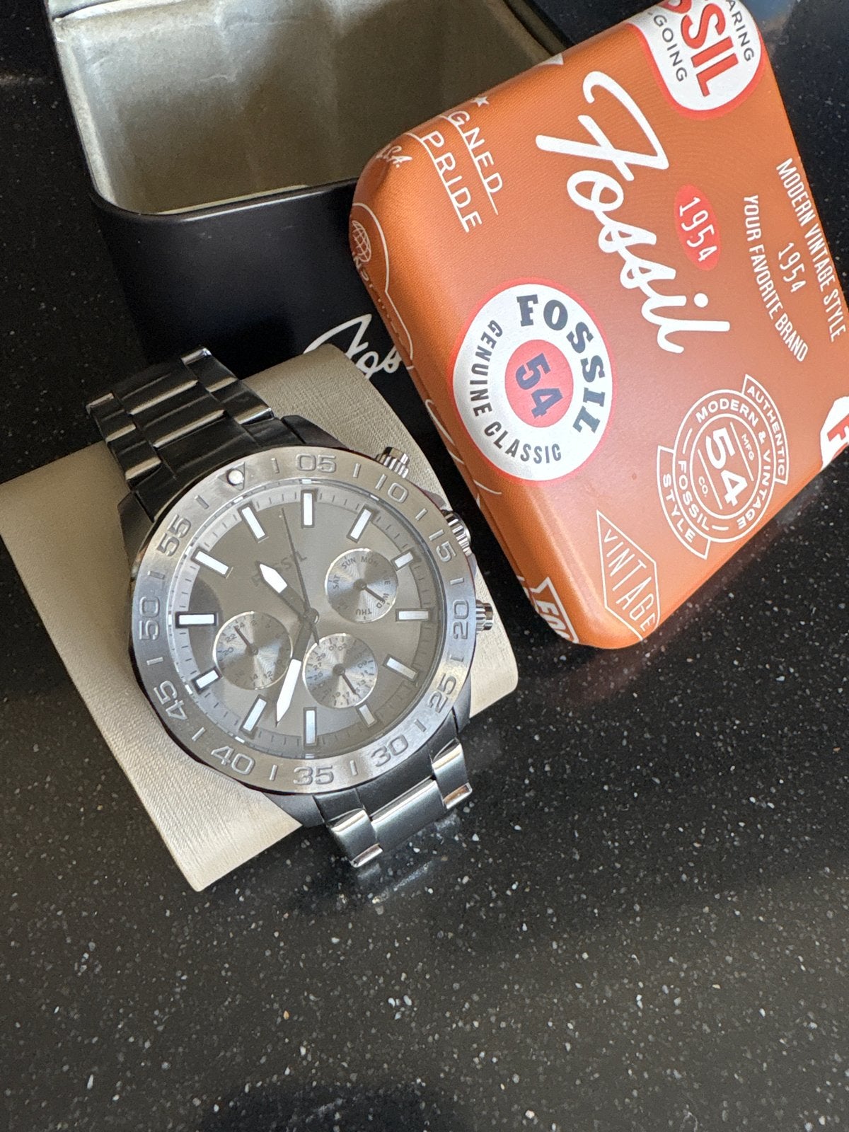 Fossil Herenhorloge - Zo goed als nieuw met doos, Ophalen of Verzenden, Zo goed als nieuw, Staal, Polshorloge