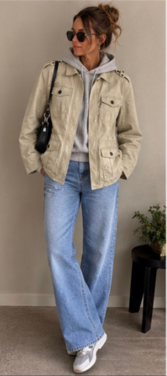 Rock'n Blue leren Utility Jas maat 40, Kleding | Dames, Maat 38/40 (M), Beige, Ophalen of Verzenden, Zo goed als nieuw