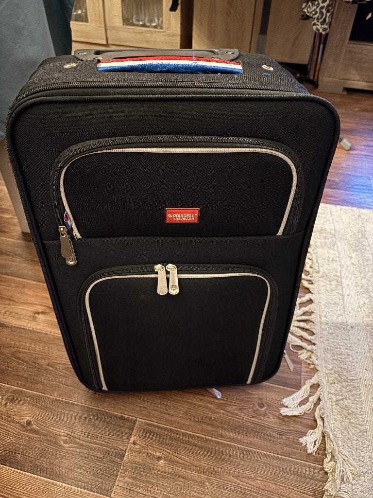Princess Traveller koffer - Zwart met wieltjes, Gebruikt, 50 tot 60 cm, Ophalen of Verzenden, 35 tot 45 cm