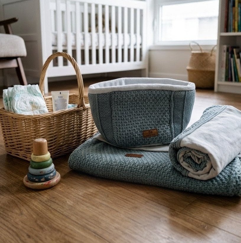 Baby's Only  gebreide deken turkoois/grijs met teddy voering, Ophalen of Verzenden, Baby's Only, Jongetje of Meisje, Blauw
