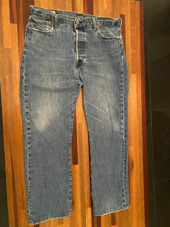Levi's heren spijkerbroek W36, professioneel gerepareerd, Ophalen of Verzenden, Gedragen, Blauw, W36 - W38 (confectie 52/54)