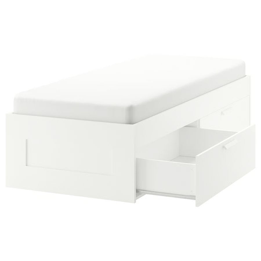 Eigenlijk nieuw Brimnes bed met lades en Vesteroy matras, Ophalen, 90 cm, Eenpersoons, Wit