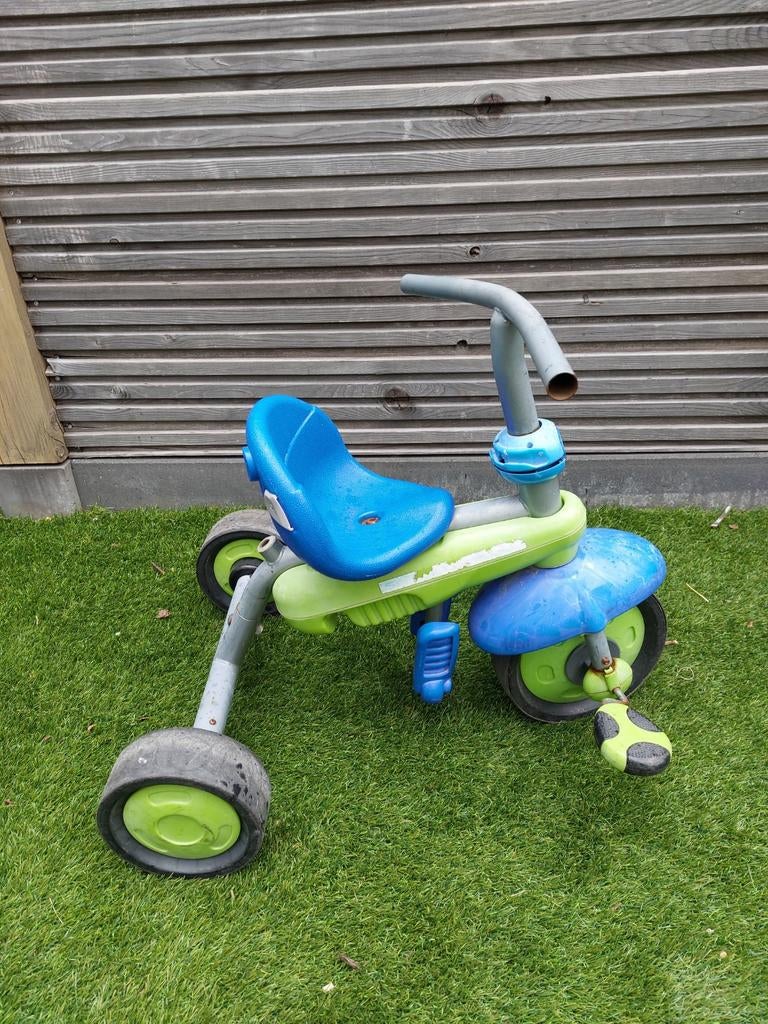 Driewieler blauw en groen, Ophalen, Gebruikt
