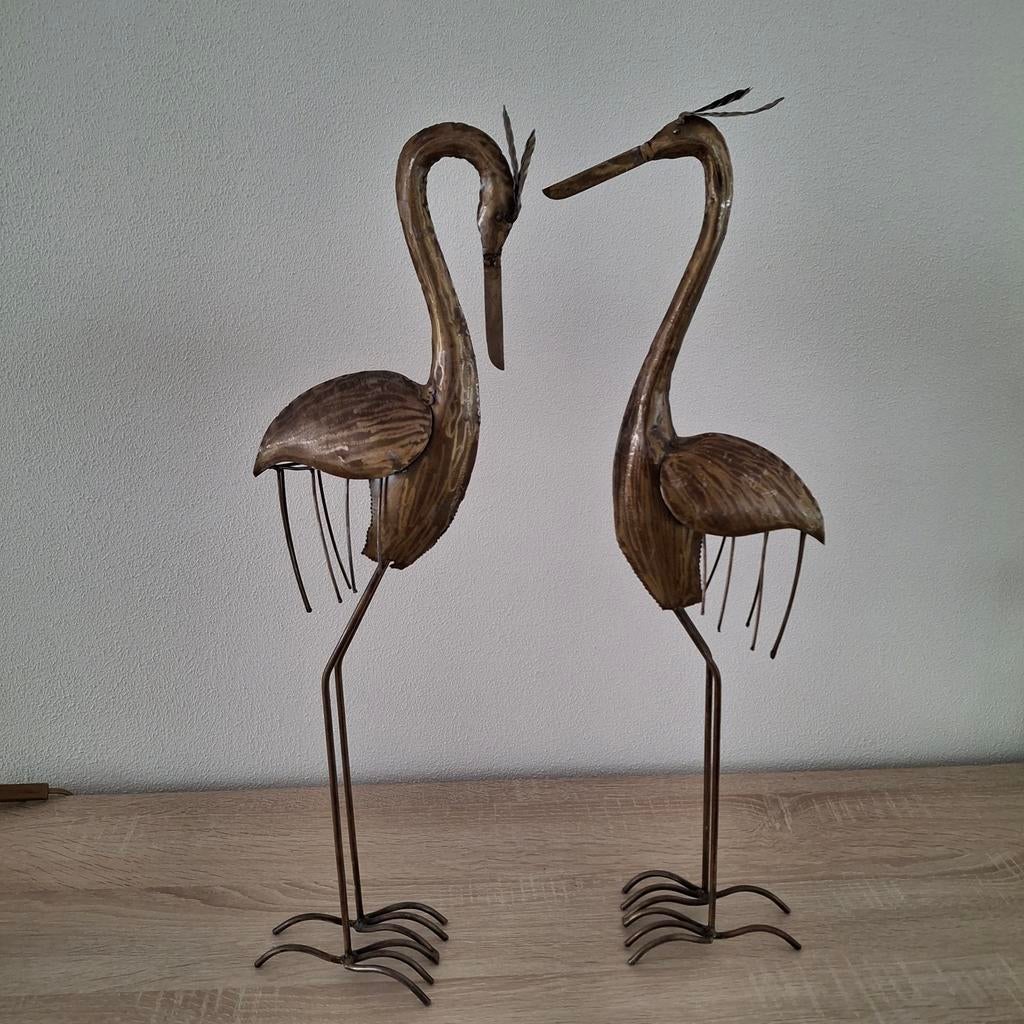 2 metalen vogels  ,  goudkleurig, Huis en Inrichting, Woonaccessoires | Overige, Ophalen