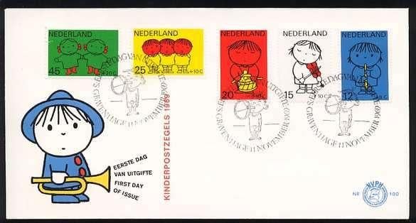 Nederland FDC E100 Zonder Adres, Kinderpostzegels 1969, Ophalen of Verzenden, Onbeschreven, Nederland
